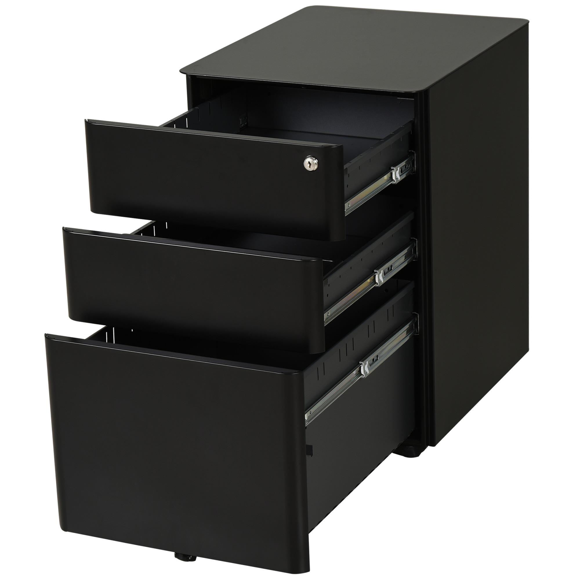 3 Draw Metal Filing Lockable 4 Wheels Compact Under Desk